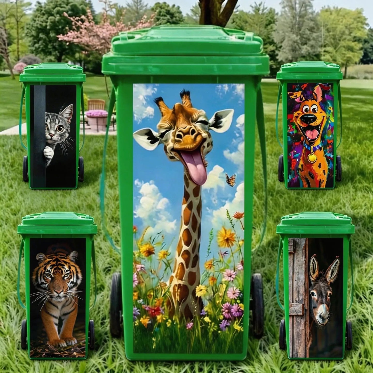 ♻️Creative Trash Can Sticker with Colourful Cartoon