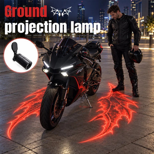 🏍️🔥 Motorcycle Devil Wing Ground Projection Lights – Red Gothic Bat Wing LED Projectors, Custom Nighttime Bike Accent Lights 🦇✨