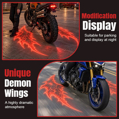 🏍️🔥 Motorcycle Devil Wing Ground Projection Lights – Red Gothic Bat Wing LED Projectors, Custom Nighttime Bike Accent Lights 🦇✨