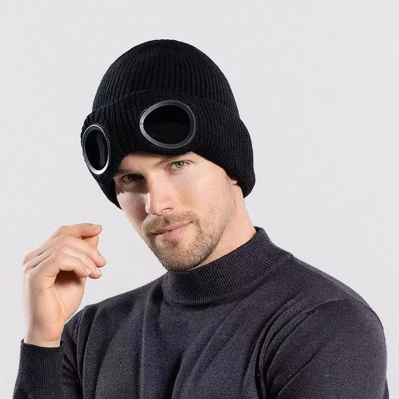 ⚡Unisex Solid Color Goggle Lens Design Beanie Hat