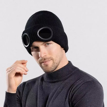 ⚡Unisex Solid Color Goggle Lens Design Beanie Hat