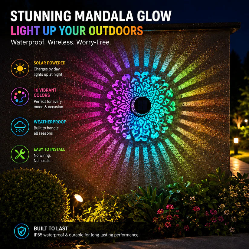 ⏰limited-time 50% OFF🌞Solar Mandala Light – Stunning Pattern Projection, 2-in-1 Floor & Wall Design