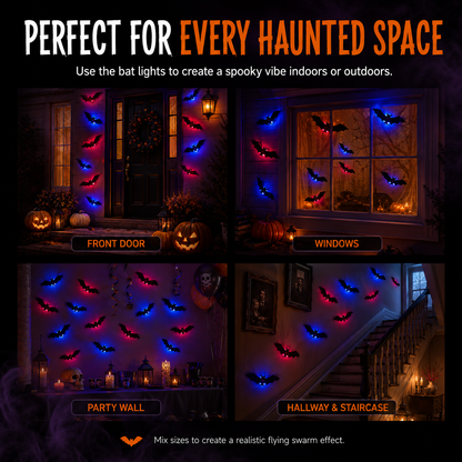🔥Limited-Time 50% OFF🔥12Piece 3D LED Bat Lights | Halloween Wall Decorations