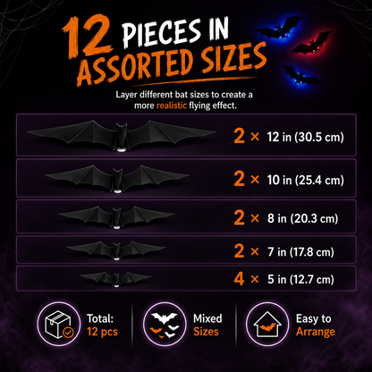🔥Limited-Time 50% OFF🔥12Piece 3D LED Bat Lights | Halloween Wall Decorations