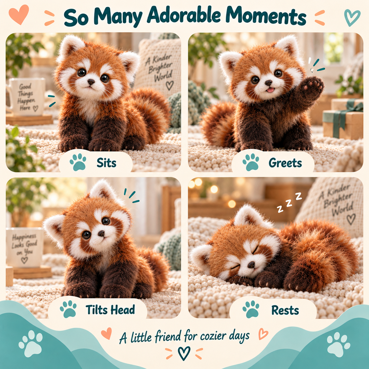 🐾❤️ CuddlePurr™ Red Panda – Interactive Plush Companion | A Little Friend, A Lot of Love