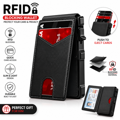 🔥RFID Blocking Minimalist Pop-Up Wallet | One-Second Card Eject Design & Ultra Slim Pocket Wallet