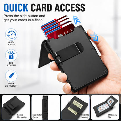 🔥New RFID Blocking Minimalist Pop-Up Wallet | One-Second Card Eject Design & Ultra Slim Pocket Wallet