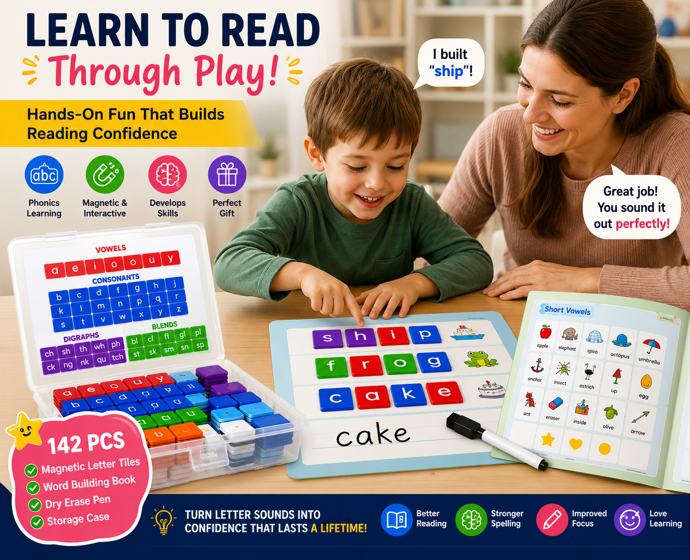 🧠 My Child Finally Started Reading! – Magnetic Phonics Learning Tiles Set