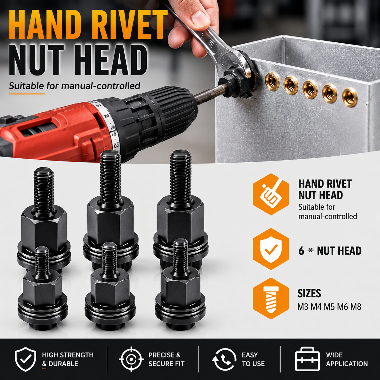 🔩 Rivet Nut Tool – M3-M8 Rivnut Kit, Carbon Steel Manual Riveter, Auto Repair & Workshop Use