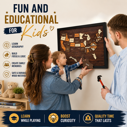 Wooden USA Travel Map Puzzle | Track Your Adventures Across America.