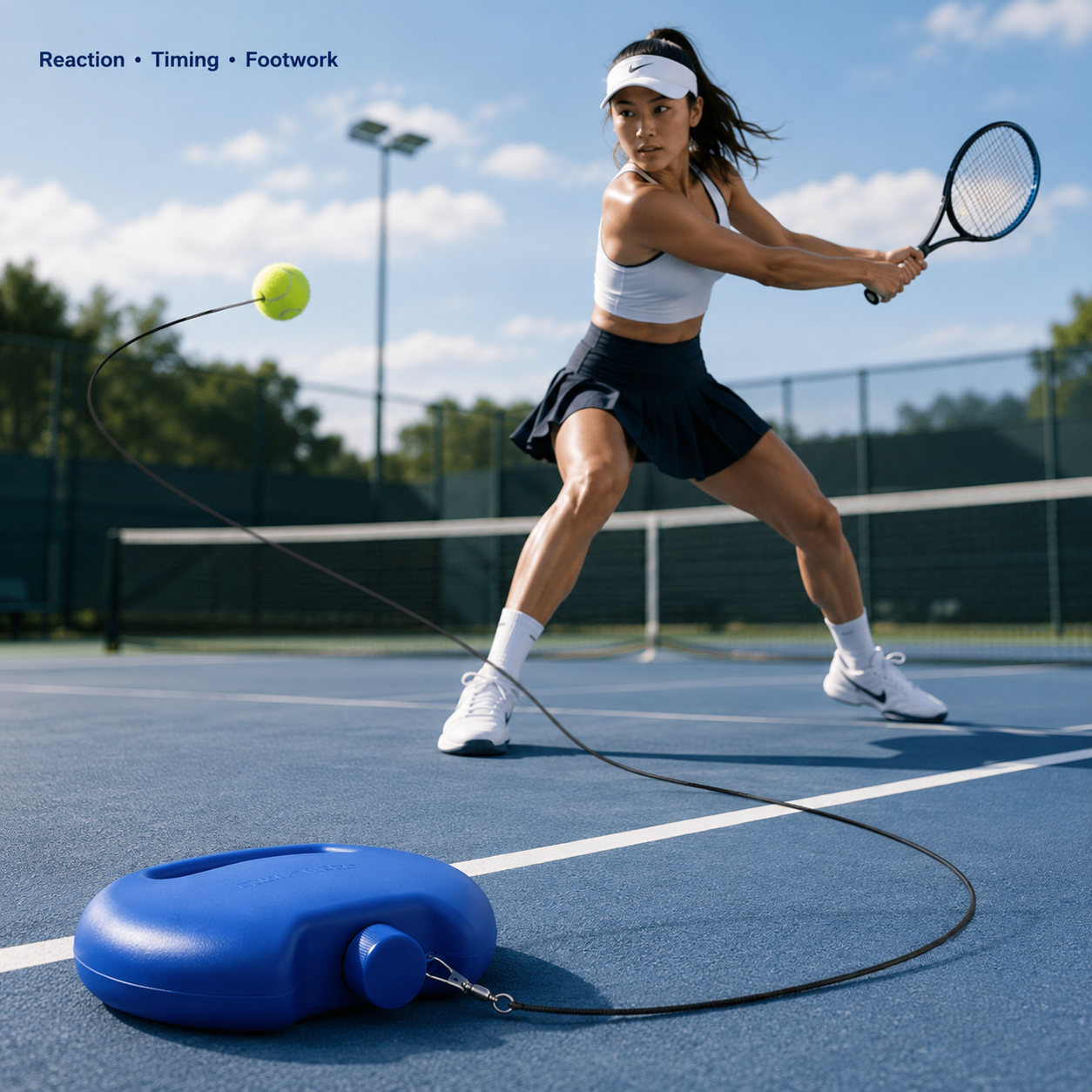 🎾💥Solo Tennis Practice Rebounder – 2-Piece Trainer with Balls
