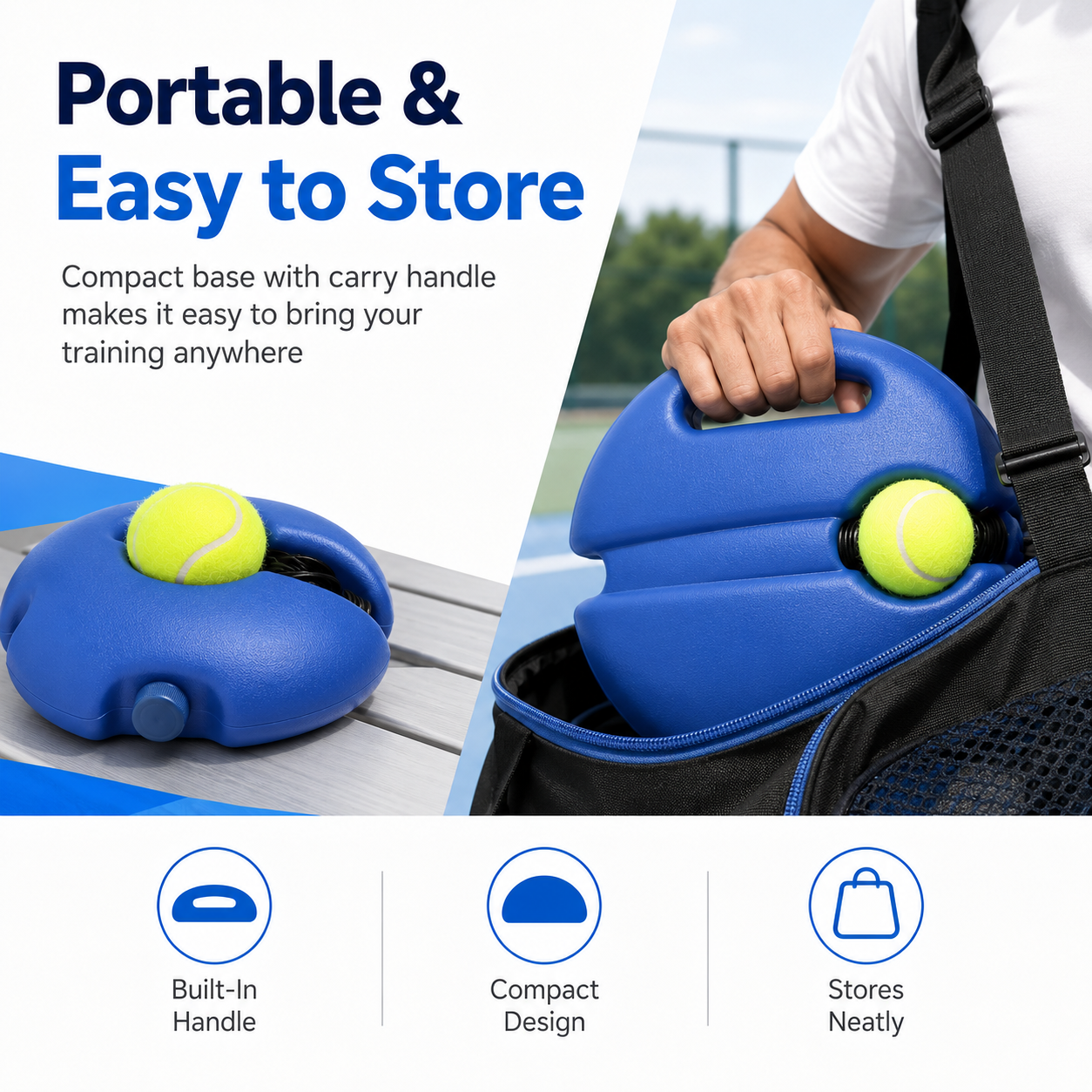 🎾💥Solo Tennis Practice Rebounder – 2-Piece Trainer with Balls
