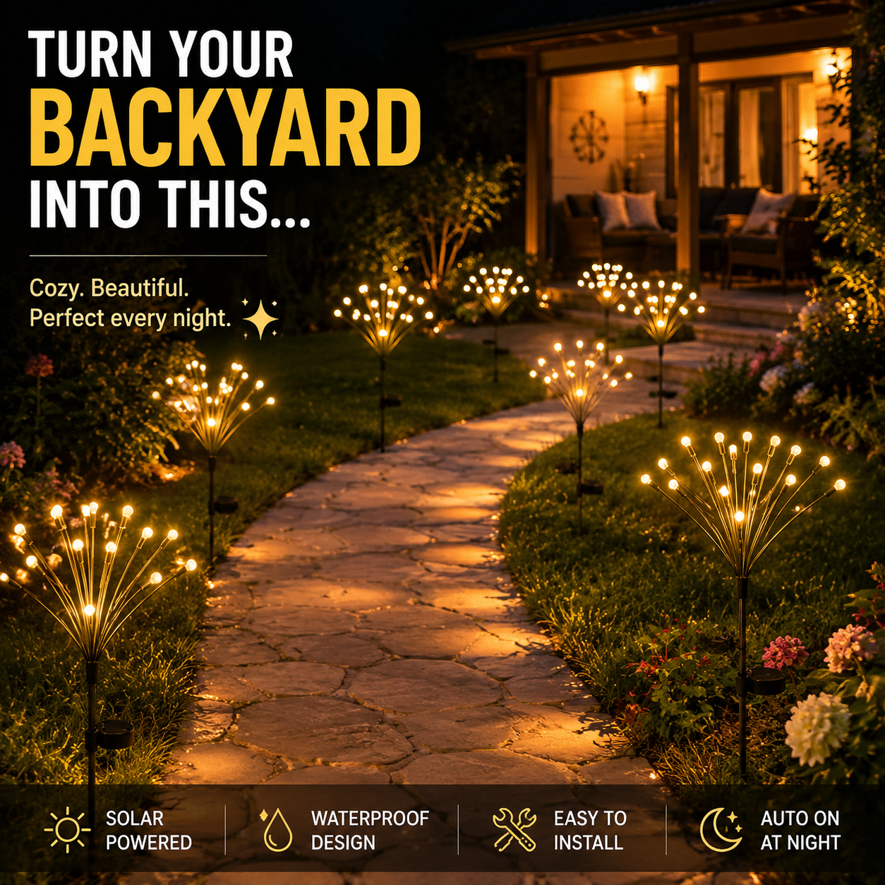 ✨ Turn Your Dark Backyard Into a Cozy Glowing Garden Instantly(4Pcs)
