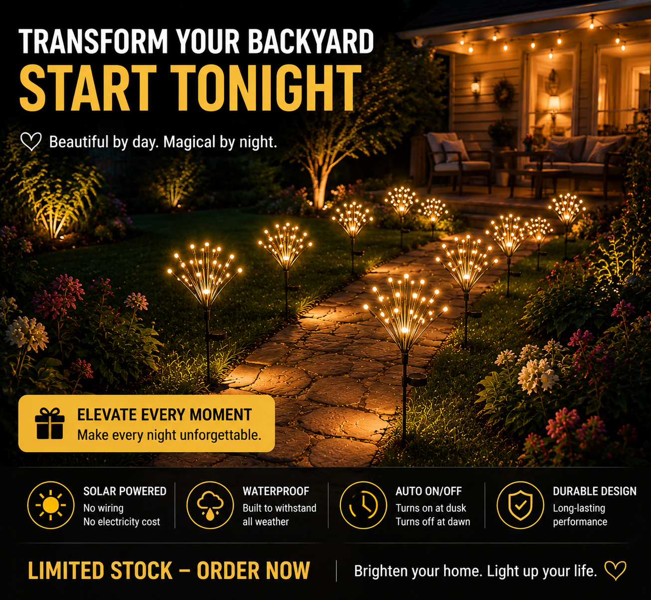 ✨ Turn Your Dark Backyard Into a Cozy Glowing Garden Instantly(4Pcs)