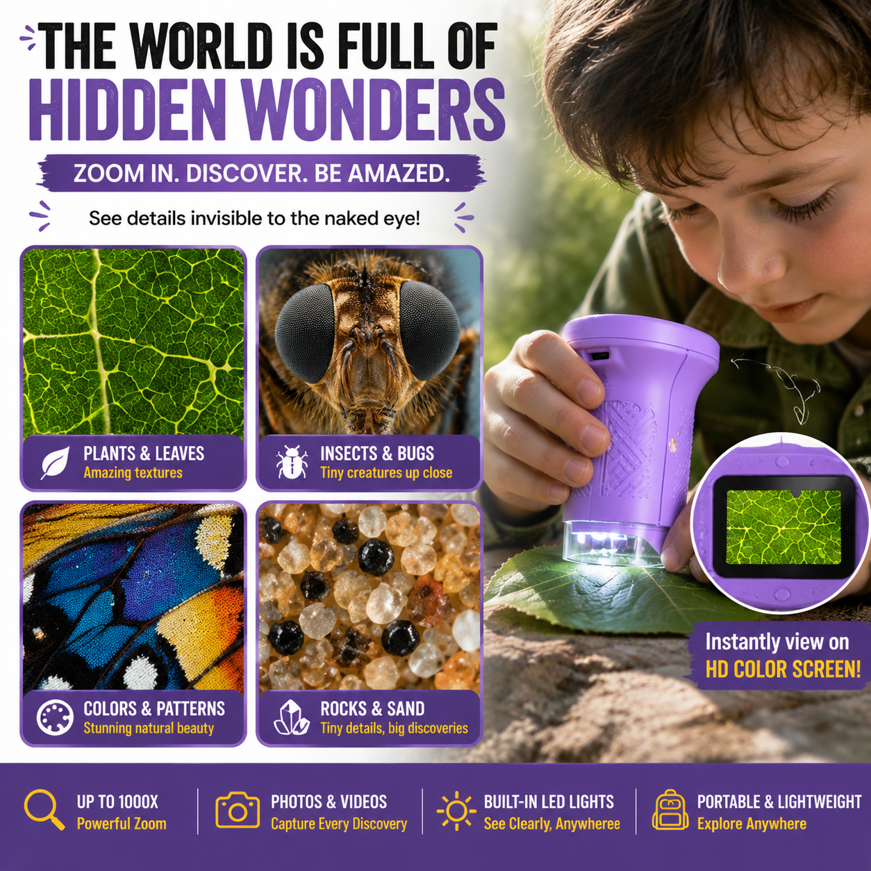 🔬 Pocket Microscope Camera For Kids – Turn Screen Time Into Discovery