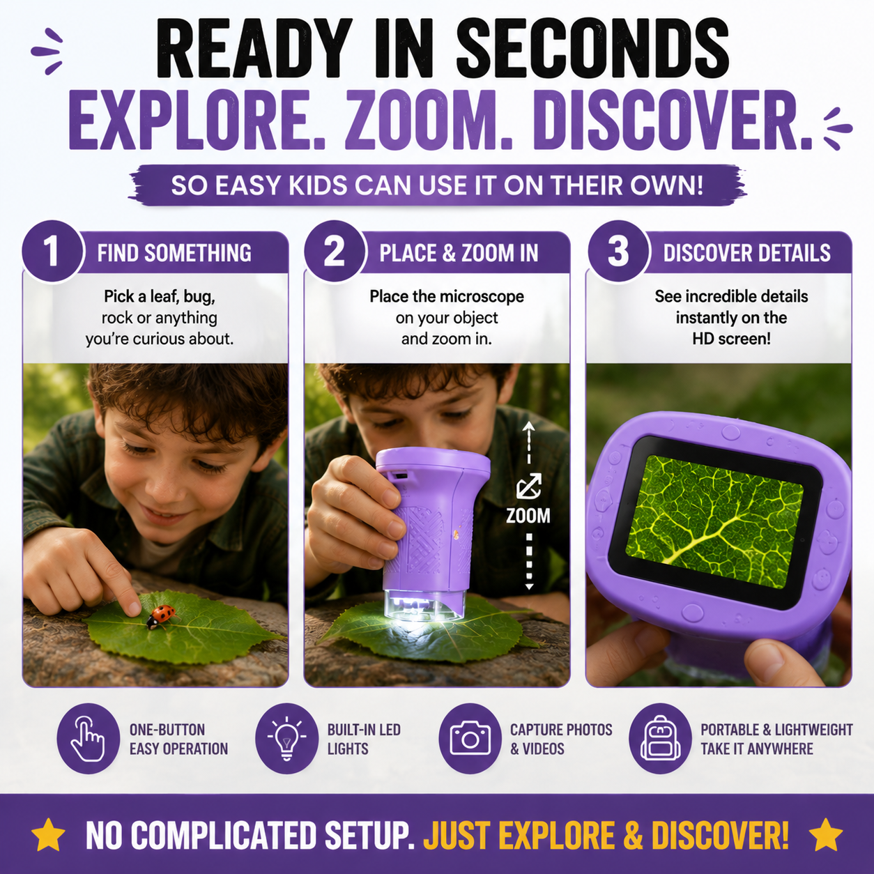 🔬 Pocket Microscope Camera For Kids – Turn Screen Time Into Discovery