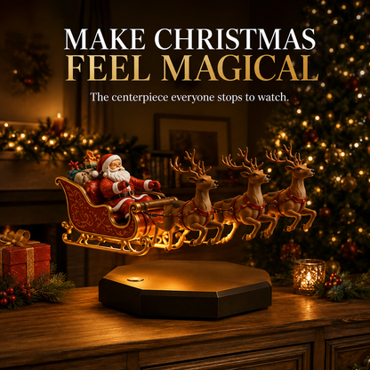 🎁🎅🏼Floating Santa Sleigh with 4 Reindeer-Magnetic Christmas Magic