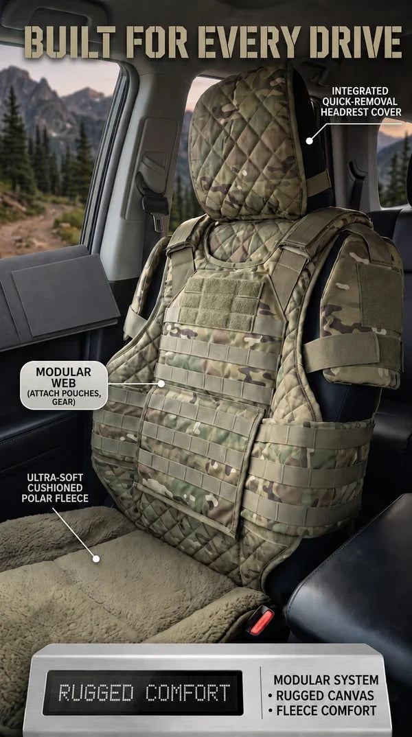 Rugged Truck Seat Cover -Tactical Storage, Seat Protection & All-Day Comfort