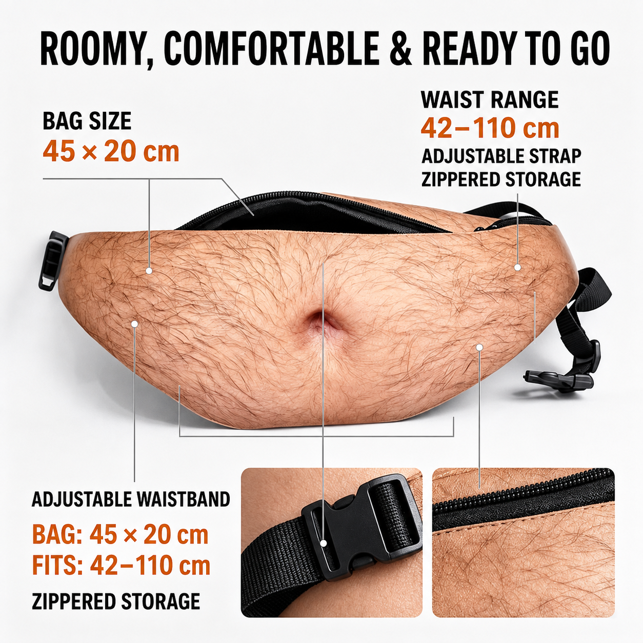 😂Beer Belly Fanny Pack | Realistic Belly Print Waist Bag in 4 Patterns