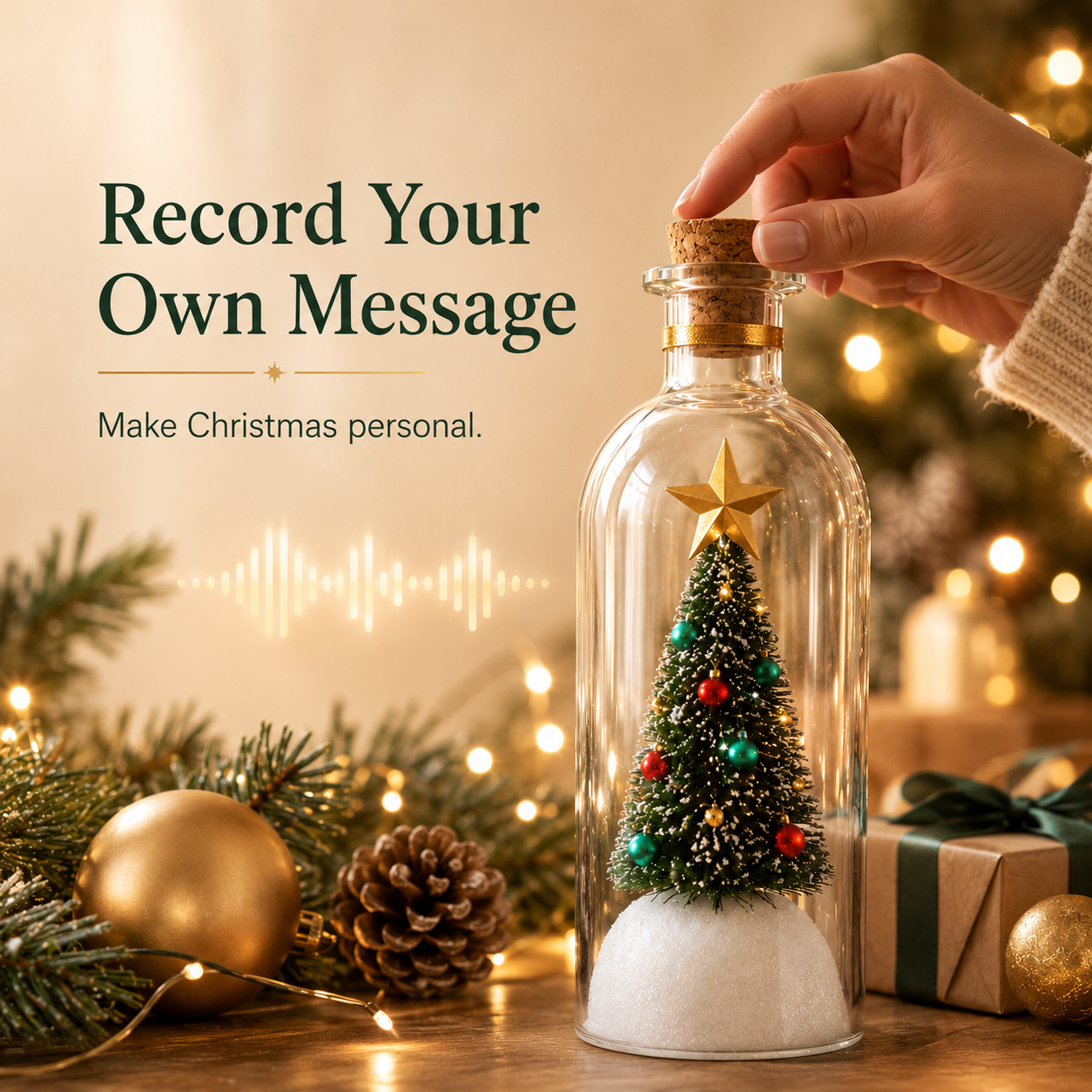 🎄Recordable Christmas Tree Message Bottle | Personalized Holiday Decor Gift