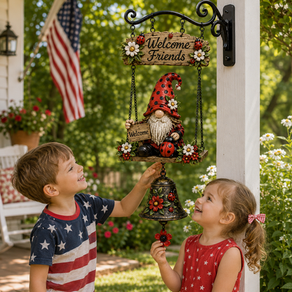 🔥50% OFF TODAY ONLY – Rustic Garden Gnome Bell Outdoor Decor 🐞🌼