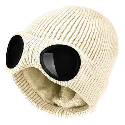 ⚡Unisex Solid Color Goggle Lens Design Beanie Hat