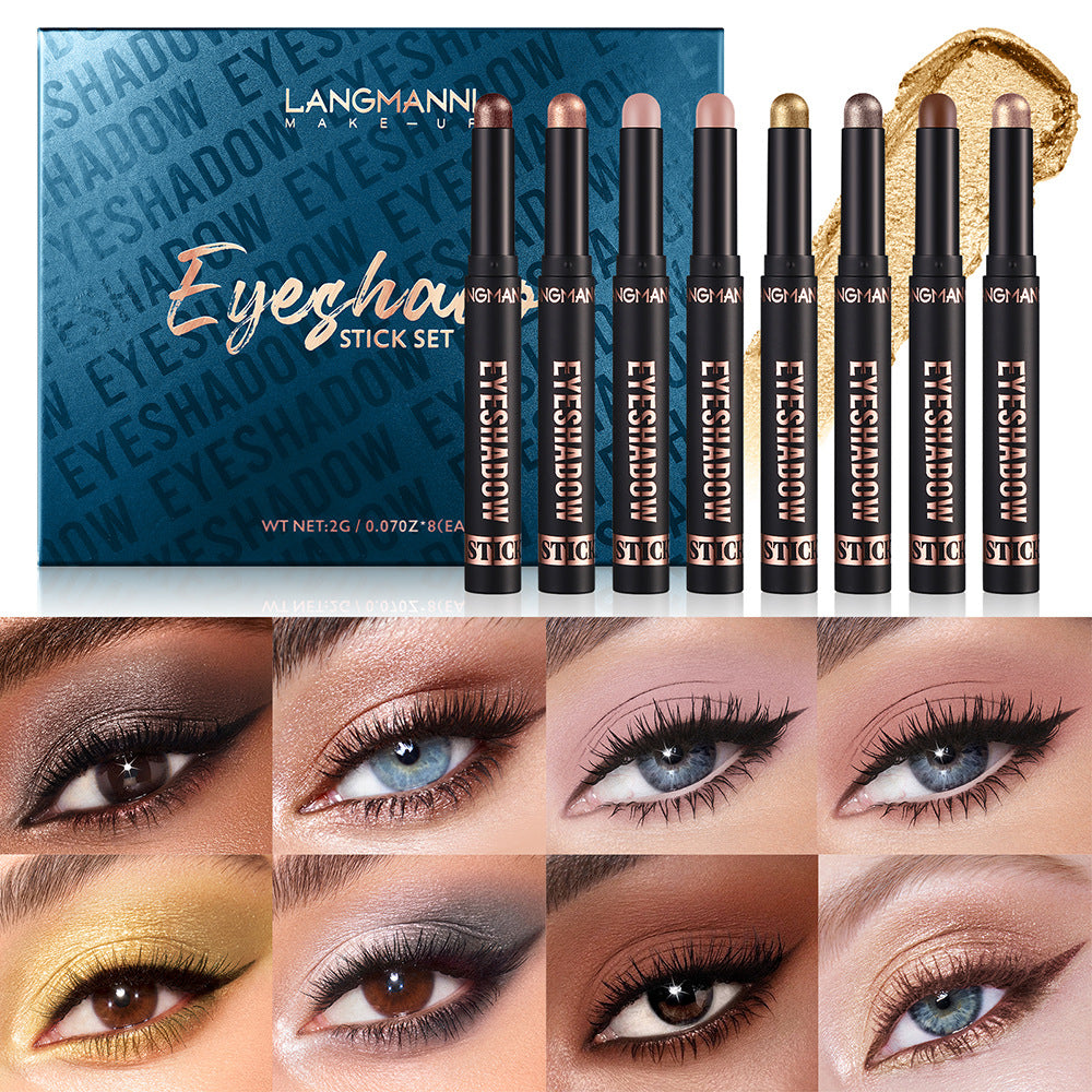 🎨 8-Color Eyeshadow Stick Set – Waterproof, Long-Lasting, Matte & Shimmer, Compact Kit