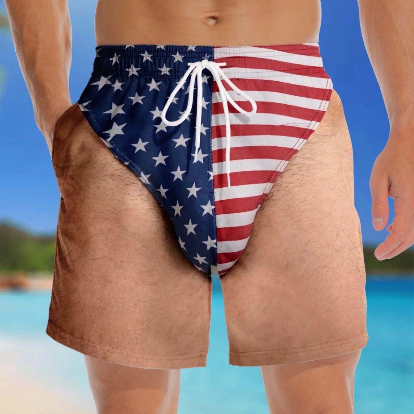 Funny Patriotic Men Swim Trunks