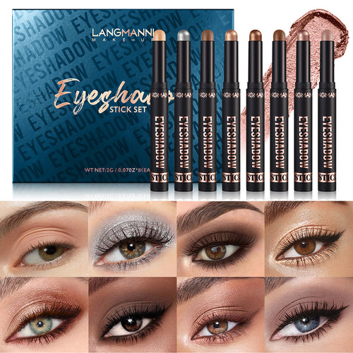 🎨 8-Color Eyeshadow Stick Set – Waterproof, Long-Lasting, Matte & Shimmer, Compact Kit
