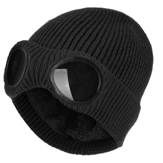 🧢Unisex Solid Color Goggle Lens Design Beanie Hat