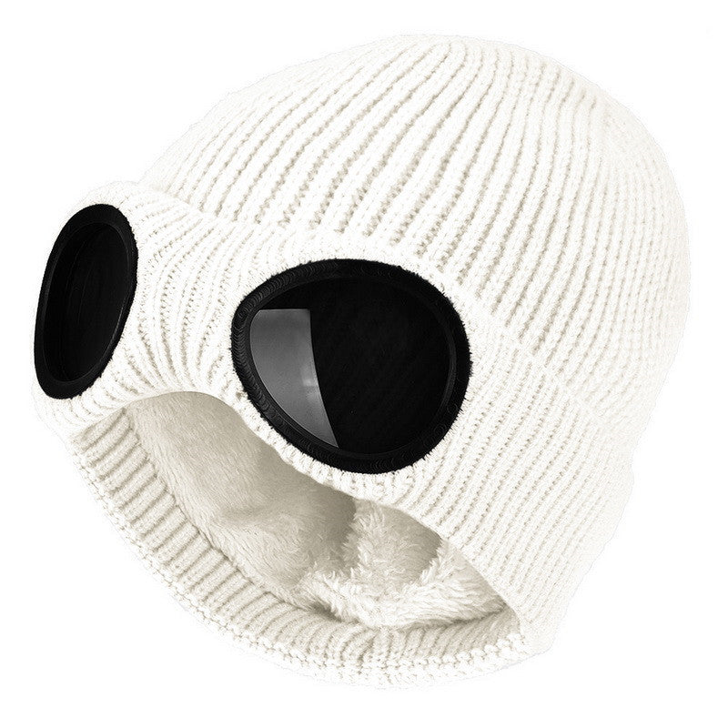 ⚡Unisex Solid Color Goggle Lens Design Beanie Hat