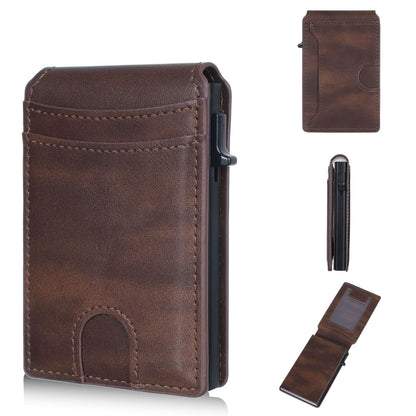 Wallet for Men- Pop Up Case, Cash Slot, and Credit Card Slot - Aluminum Wallet with RFID Blocking, Minimalist Leather Wallet Front Pocket with ID Window