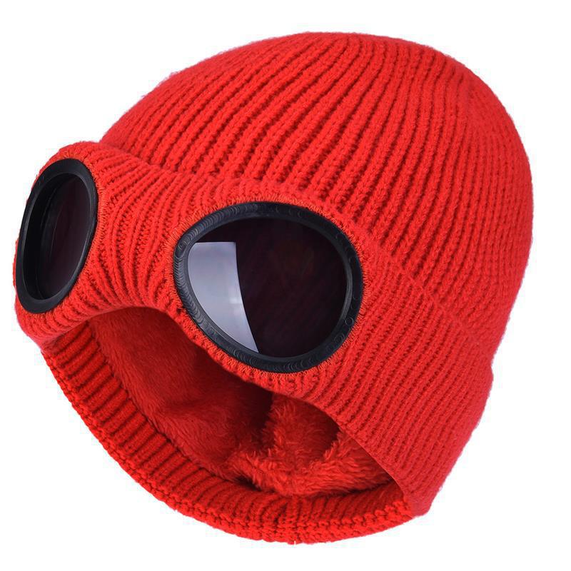 ⚡Unisex Solid Color Goggle Lens Design Beanie Hat