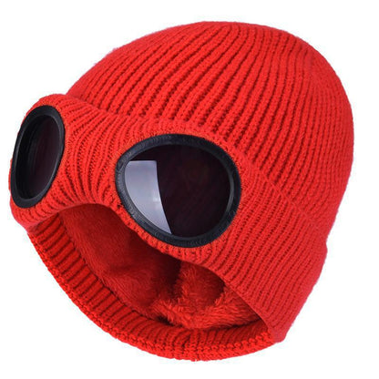 ⚡Unisex Solid Color Goggle Lens Design Beanie Hat
