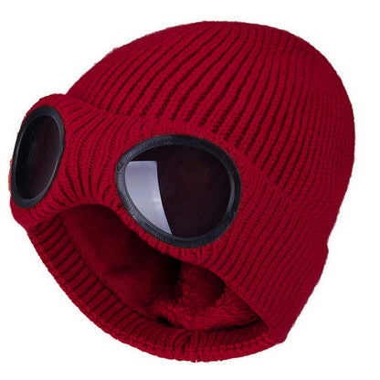 ⚡Unisex Solid Color Goggle Lens Design Beanie Hat
