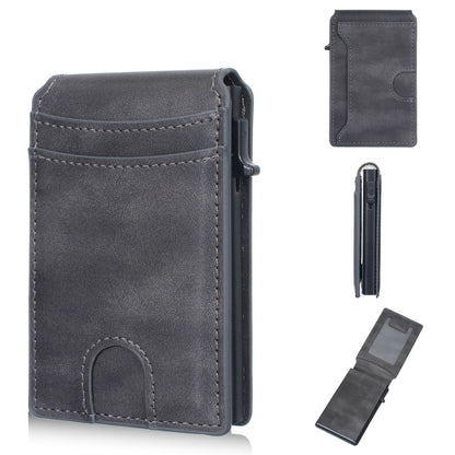 Wallet for Men- Pop Up Case, Cash Slot, and Credit Card Slot - Aluminum Wallet with RFID Blocking, Minimalist Leather Wallet Front Pocket with ID Window