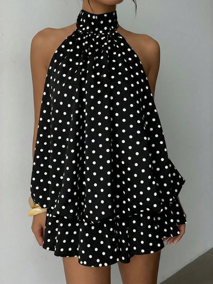 👗Women's Backless Halter Jumpsuit with Ruffle Accent