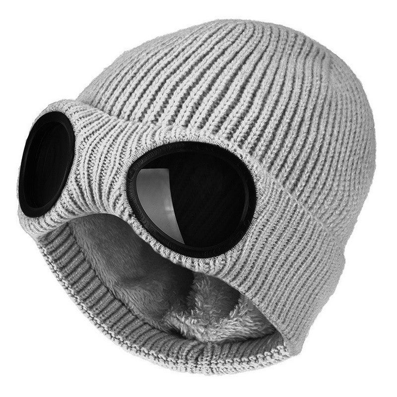 ⚡Unisex Solid Color Goggle Lens Design Beanie Hat