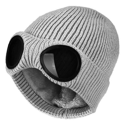 ⚡Unisex Solid Color Goggle Lens Design Beanie Hat