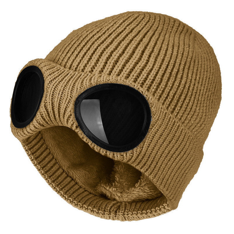 ⚡Unisex Solid Color Goggle Lens Design Beanie Hat