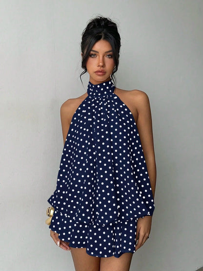 👗Women's Backless Halter Jumpsuit with Ruffle Accent