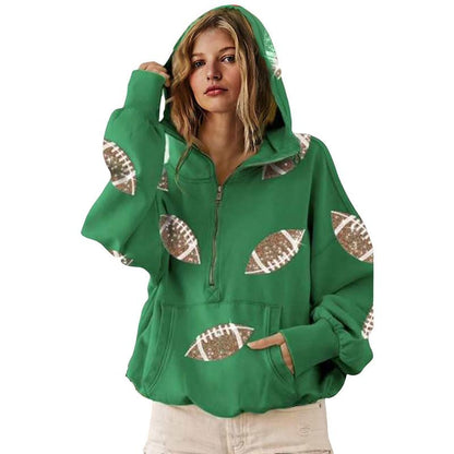 Ommig Women's Oversized Game Day Hoodie with Sequins