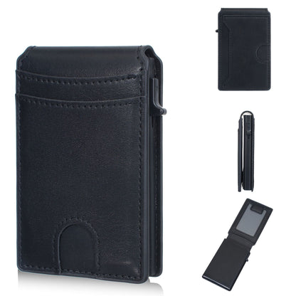Wallet for Men- Pop Up Case, Cash Slot, and Credit Card Slot - Aluminum Wallet with RFID Blocking, Minimalist Leather Wallet Front Pocket with ID Window