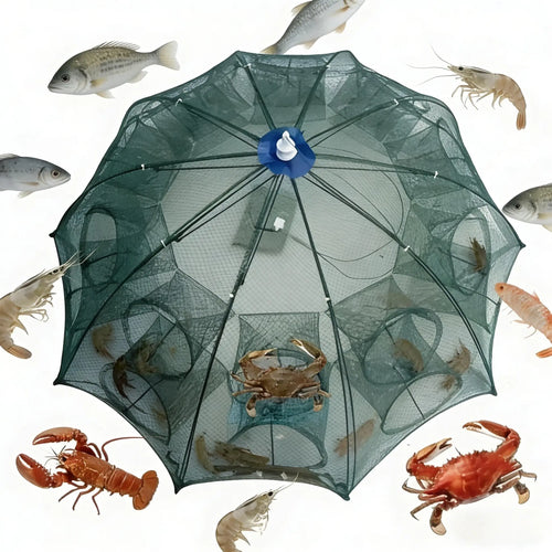 🎣 Foldable 6-Hole Fishing Bait Trap | Crab, Crawfish & Minnow Net