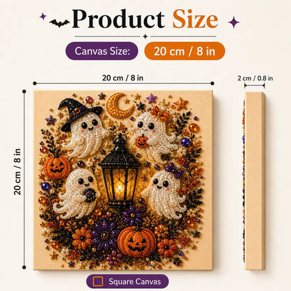 Spooky-Cute Ghost Pearl Art DIY Kit – 8" × 8" Halloween Diamond Painting