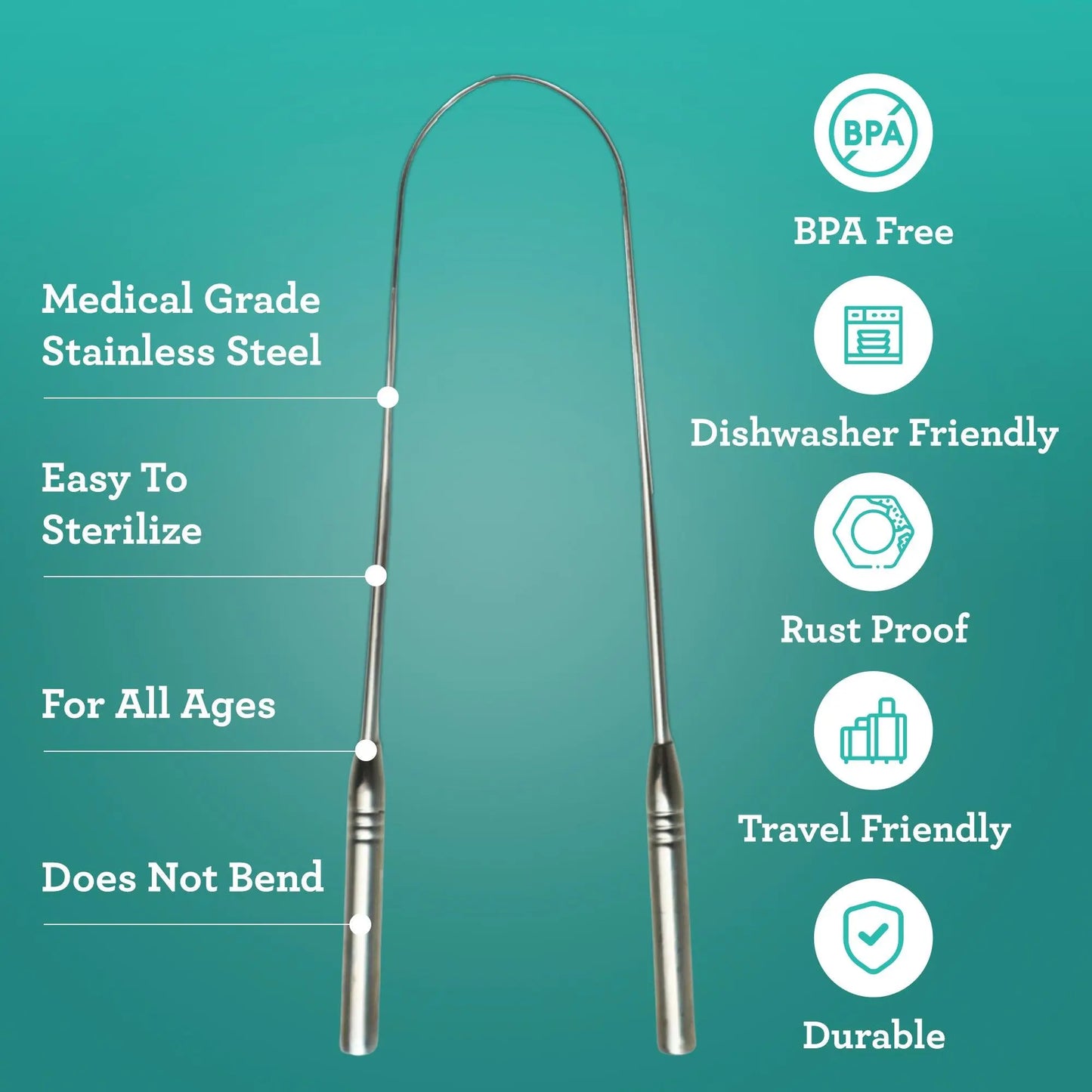 GuruNanda U Shaped Stainless Steel Tongue Scraper 2-Pack