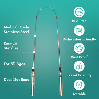 GuruNanda U Shaped Stainless Steel Tongue Scraper 2-Pack