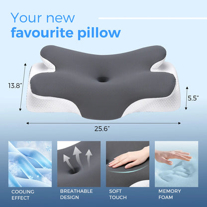 VIPfree Adjustable Ergonomic Memory Foam Neck Pillow