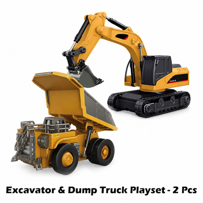 RC Construction Vehicle Toy Set with Excavator, Dump Truck, Forklift & Bulldozer