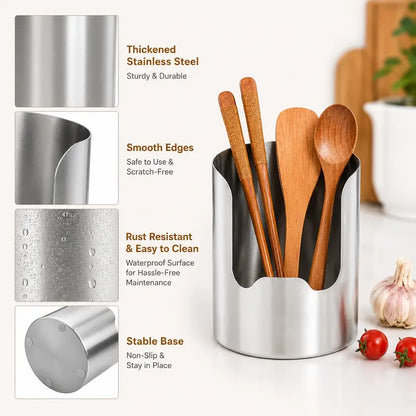 🧑‍🍳 Multi-Functional Kitchen Utensil Holder – Holds pot lids, spatulas & cutting boards. Thickened stainless steel, space‑saving. 🛡️✨